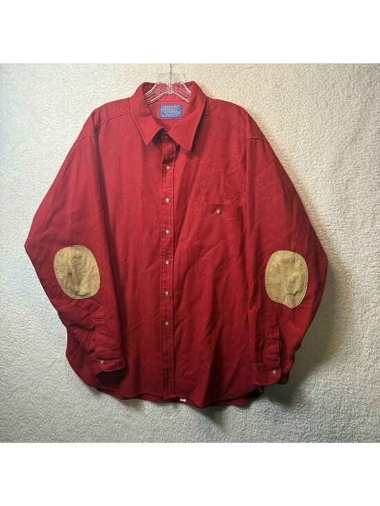 Pendleton Other - Vintage Pendleton Trail Shirt Mens XL Red 100% Pure Virgin Wool Elbow Patches
